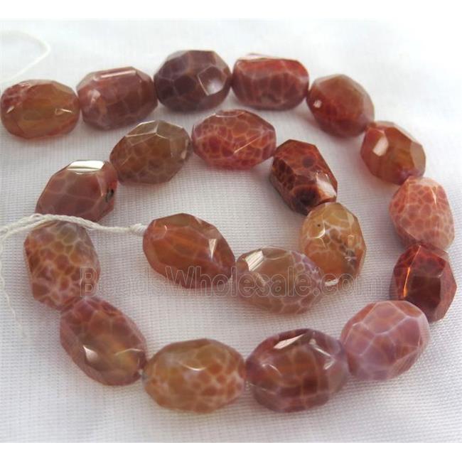 ruby fire agate bead, faceted freeform