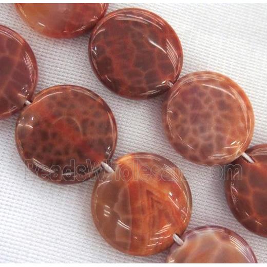ruby fire agate beads, flat round