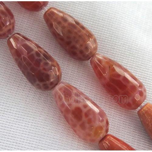 ruby Fire Agate beads, faceted 3D-teardrop