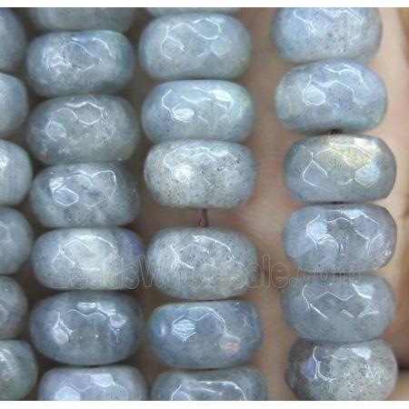 Labradorite Stone bead, grey, faceted rondelle