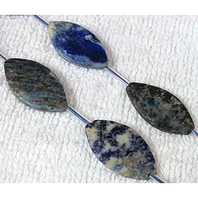 Natural lapis lazuli bead, horse-eye shape