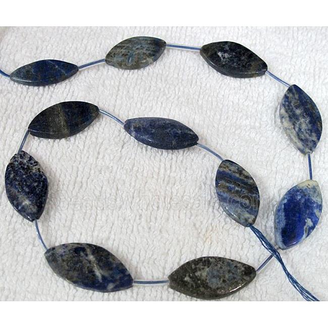 Natural lapis lazuli bead, horse-eye shape