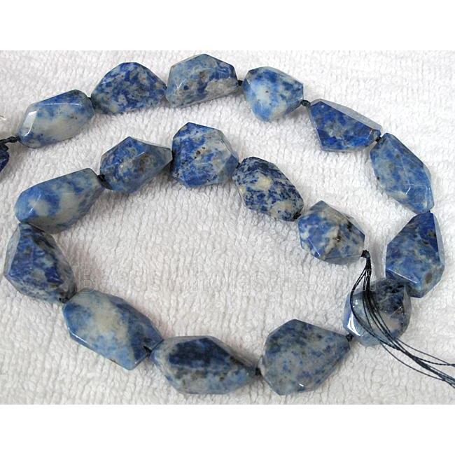 Natural lapis lazuli bead, freeform, faceted