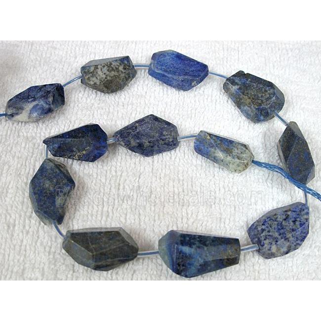 Natural lapis lazuli bead, freeform, faceted
