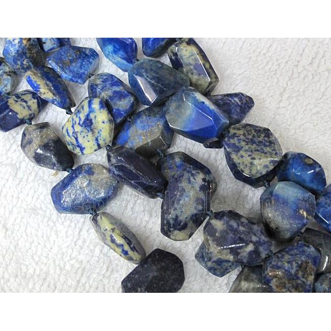 Natural lapis lazuli bead, freeform, faceted