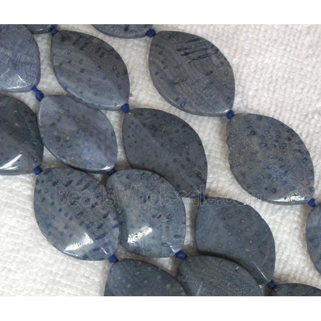 blue Coral Fossil Beads, chrysanthemum, horse-eye