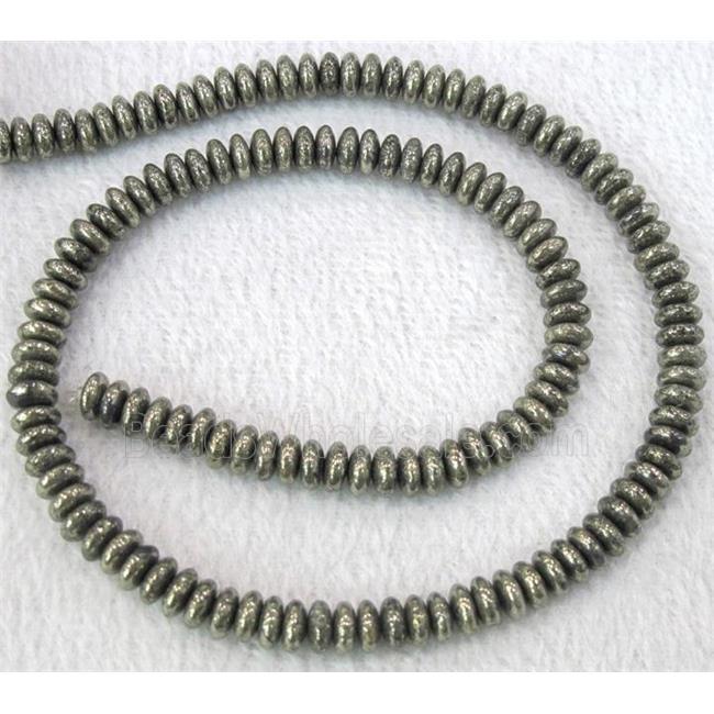 Natural Pyrite Rondelle Beads Smooth