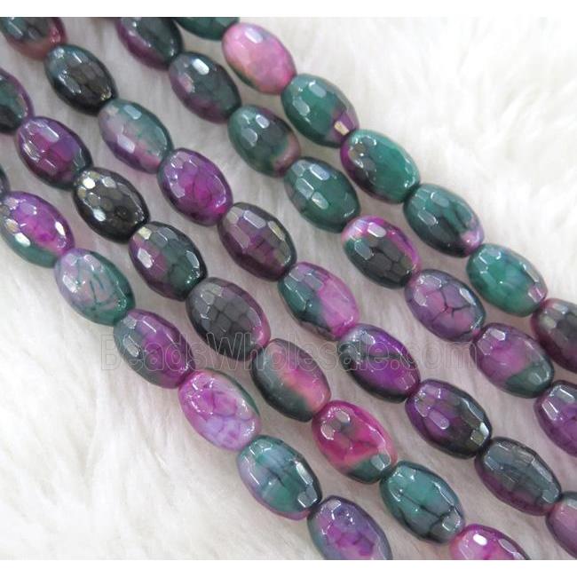 Dichromatic Agate beads, faceted barrel, colorful