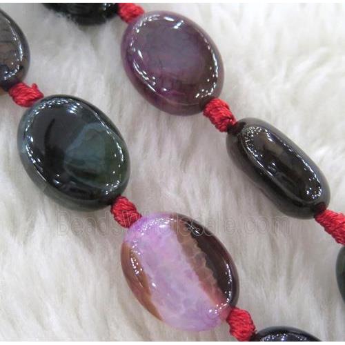 Agate bead, oval, mixed color