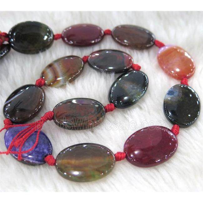 Agate beads, oval, mixed color