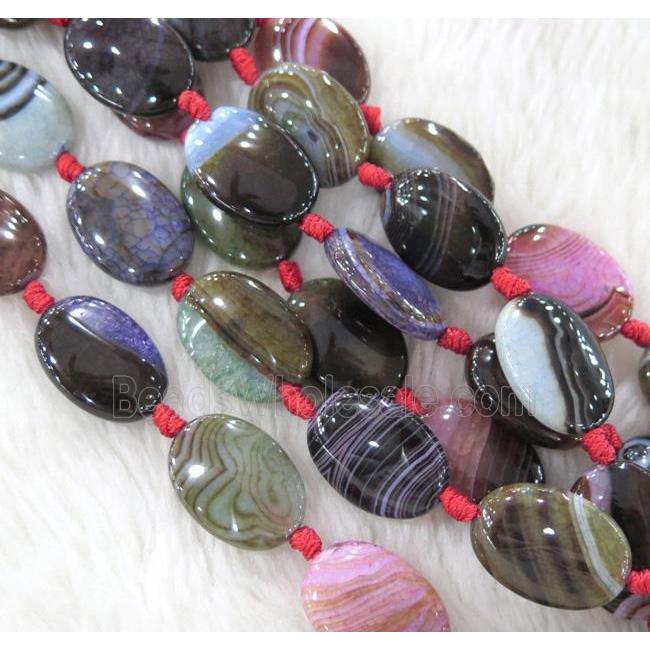 Agate bead, oval, mixed color