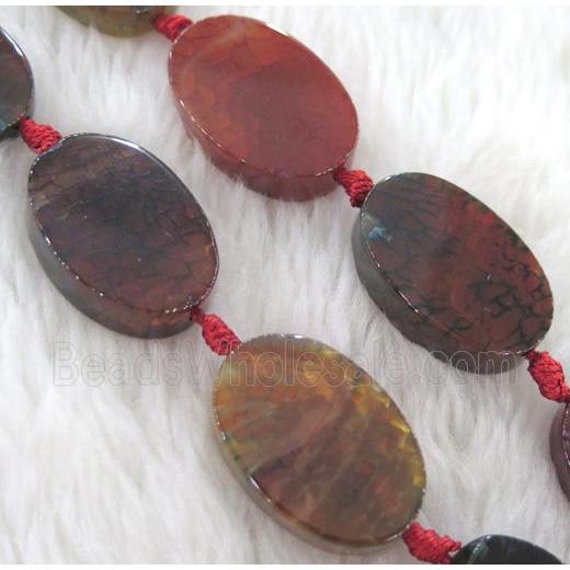 Agate bead, oval, flat, mixed color