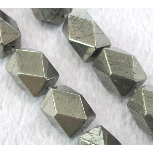 natural Pyrite Beads, faceted freeform tube