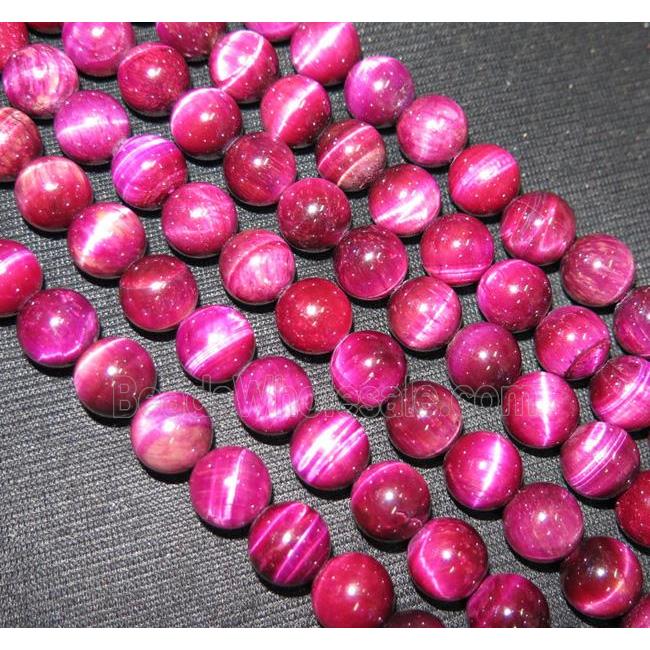 hot-pink tiger eye bead, round