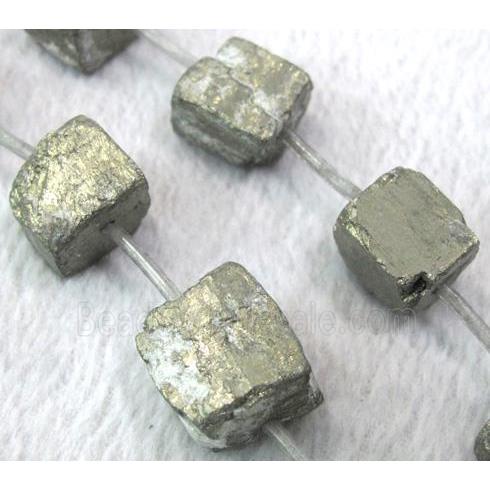 natural Pyrite Beads, freeform cube