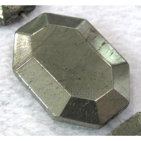 natural Pyrite Beads, faceted rectangle