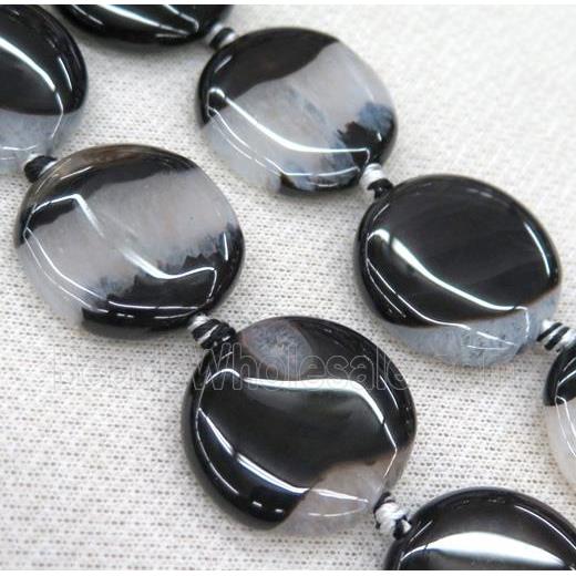 Agate Druzy circle beads, white black