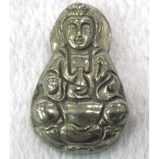 natural Pyrite pendant, guanyin buddha