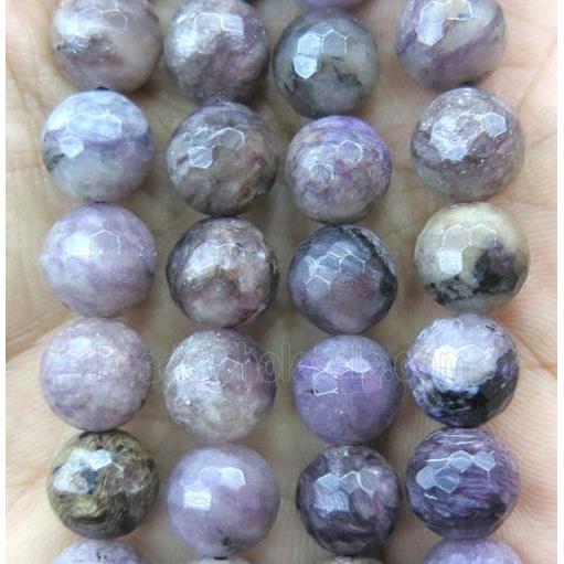 Charoite beads, faceted round