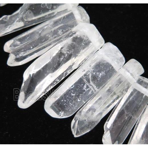 polished clear quartz stick beads for necklace, freeform