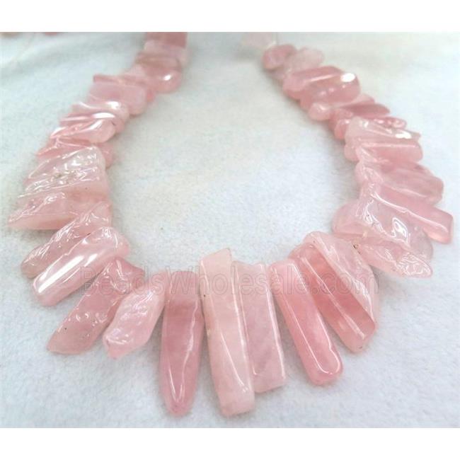 Madagascar Rose Quartz bead for necklace, stick