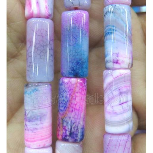 pink stripe agate beads, tube