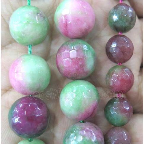 dichromatic Jade beads, colorful, faceted round