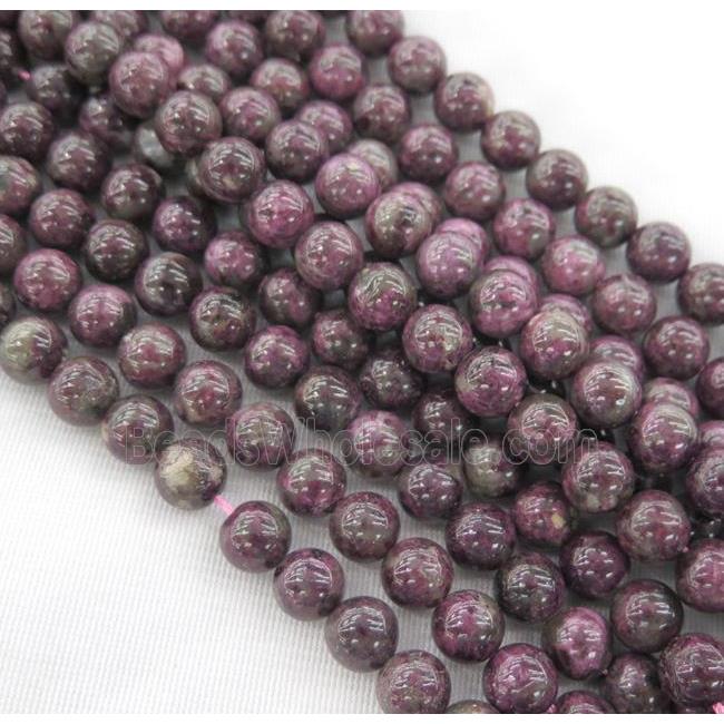 red natural Tourmaline beads, round, B grade