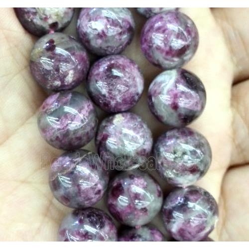 red natural Tourmaline beads, round, AB grade