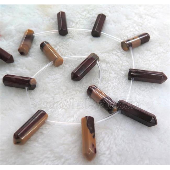 mookaite beads, bullet shape