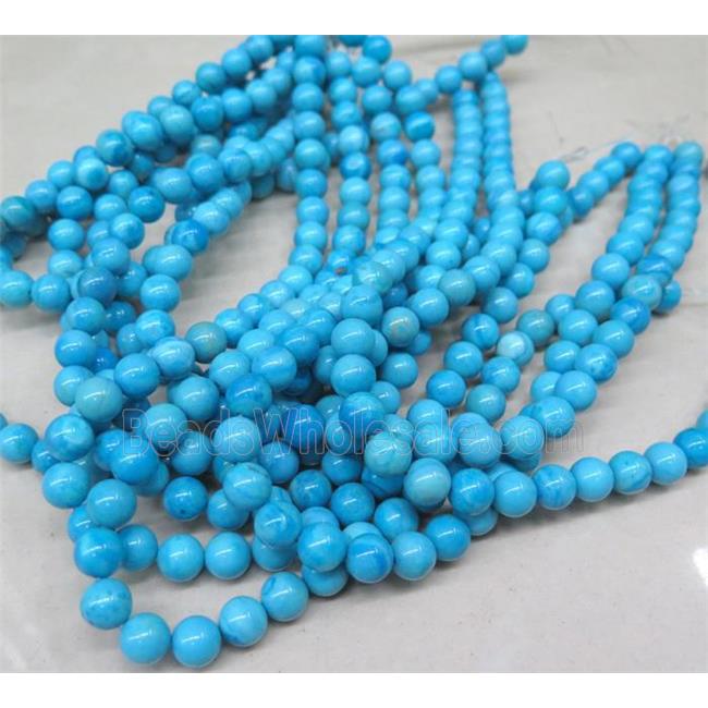 Larimar beads, round, stability, blue