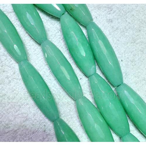 jade beads, faceted rice, green dye