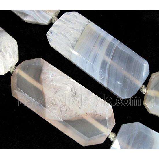 druzy agate stone bead, faceted rectangle