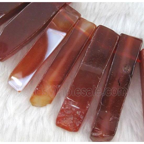 red agate collar beads, stick, top drilled