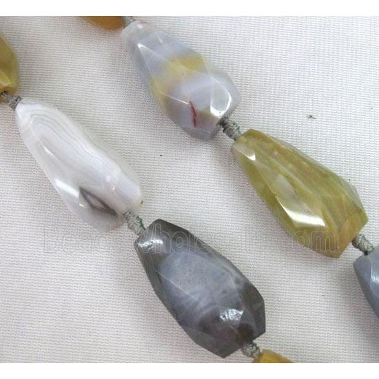 botswana agate beads, faceted teardrop
