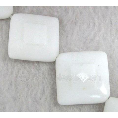 porcelain beads, corner-drilled square, faceted