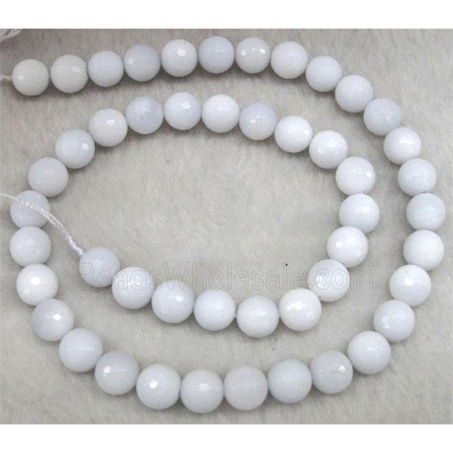 white agate beads, faceted round