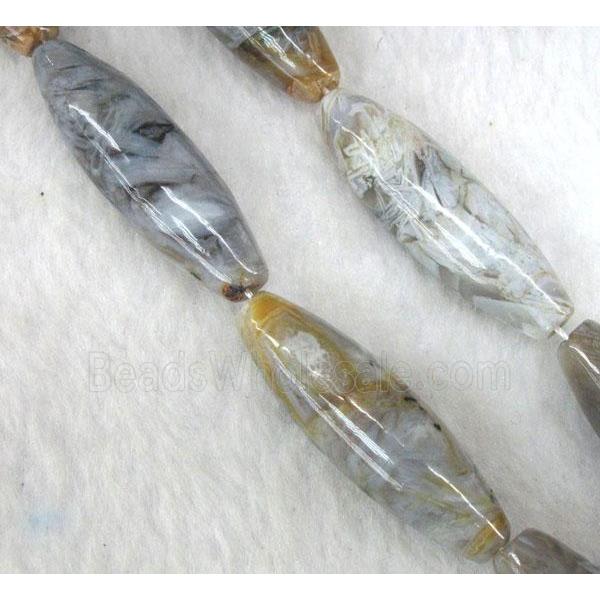 gray Bamboo Agate beads, rice-shaped