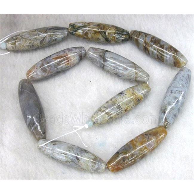 gray Bamboo Agate beads, rice-shaped