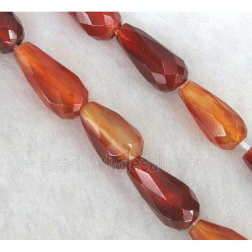 red carnelian agate stone beads, faceted teardrop