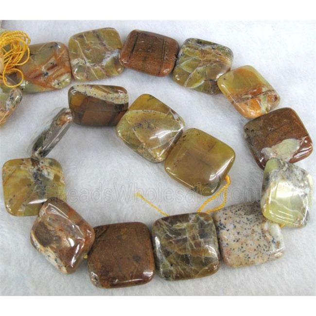 yellow opal stone bead, square