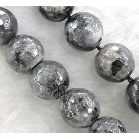 labradorite beads, faceted round, grey