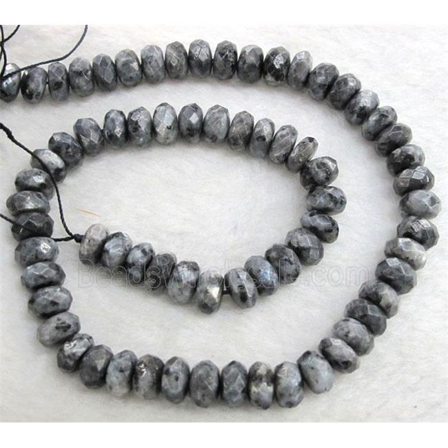 labradorite beads, faceted rondelle, grey