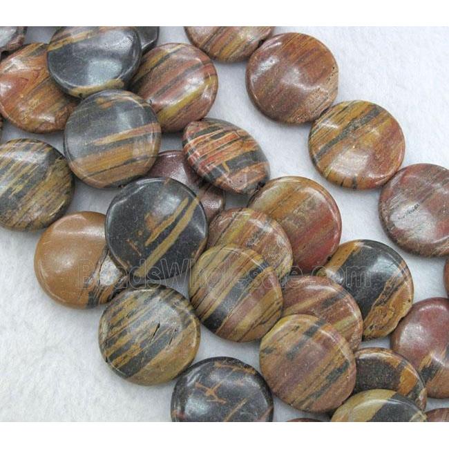 brown opal beads, flat-round