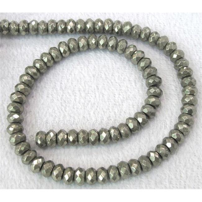 Pyrite Beads, faceted rondelle