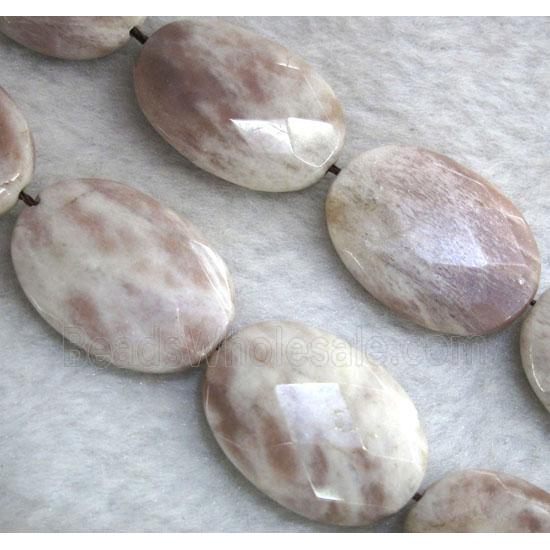Sunstone beads, faceted oval