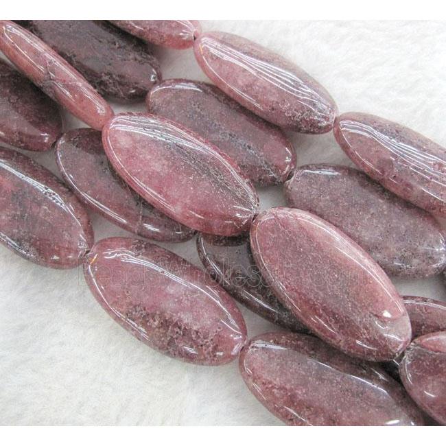 Strawberry Quartz bead, flat oval