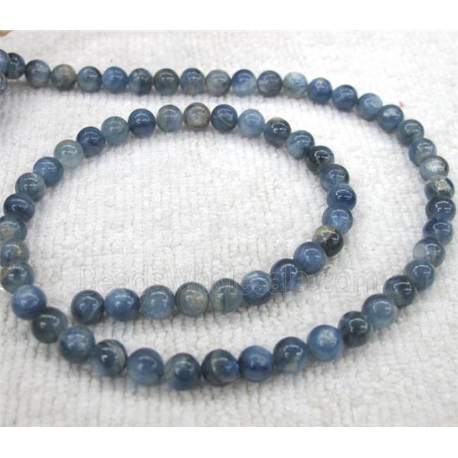 Kyanite beads, round, blue