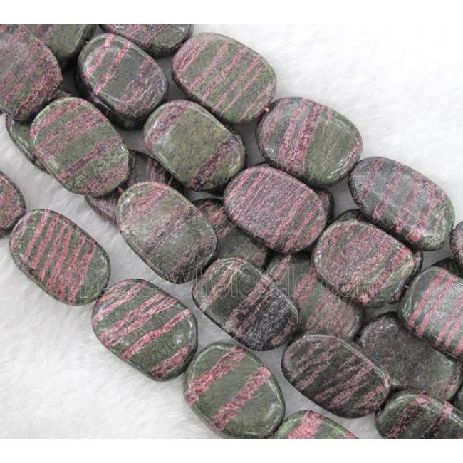 Green Silver-line stone bead, rectangle