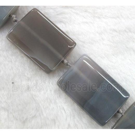 grey agate bead, rectangle